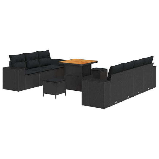 Garten-Sofa-Set mit Kissen 10 pcs Schwarz 80 x 80 x 71 cm
