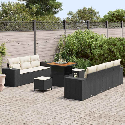Garten-Sofa-Set 10 pcs Schwarz und Creme 80 x 80 x 71 cm