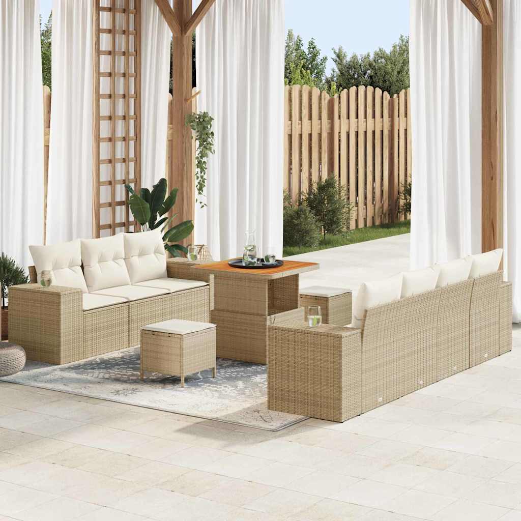 Garten-Sofa-Set 10 pcs Beige und Creme 80 x 80 x 71 cm