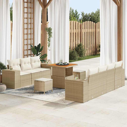 Garten-Sofa-Set 10 pcs Beige und Creme 80 x 80 x 71 cm