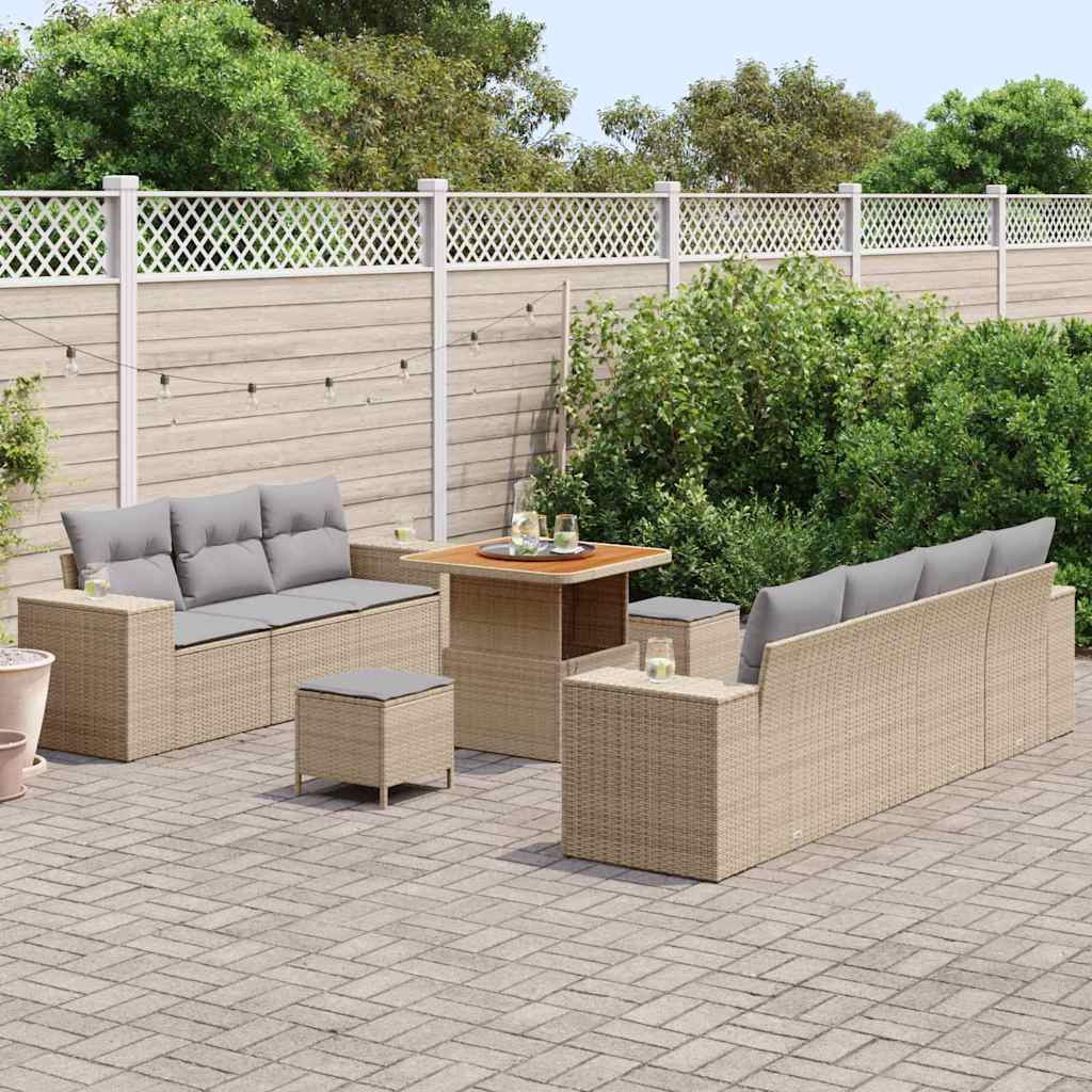 Garten-Sofa-Set 10 pcs Beige und Hellgrau 80 x 80 x 71 cm