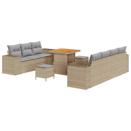 Garten-Sofa-Set 10 pcs Beige und Hellgrau 80 x 80 x 71 cm