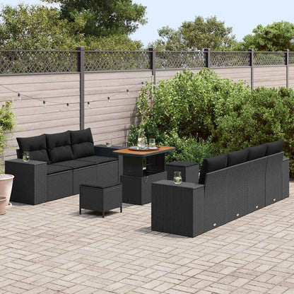 Garten-Sofa-Set mit Kissen 10 pcs Schwarz 90 x 55 x 71 cm