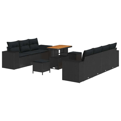 Garten-Sofa-Set mit Kissen 10 pcs Schwarz 90 x 55 x 71 cm