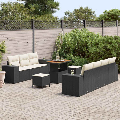Garten-Sofa-Set 10 pcs Schwarz und Creme 90 x 55 x 71 cm