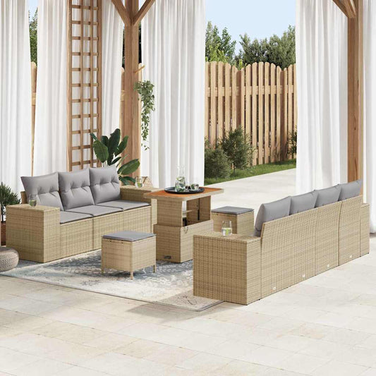 Garten-Sofa-Set 10 pcs Beige und Hellgrau 90 x 55 x 71 cm