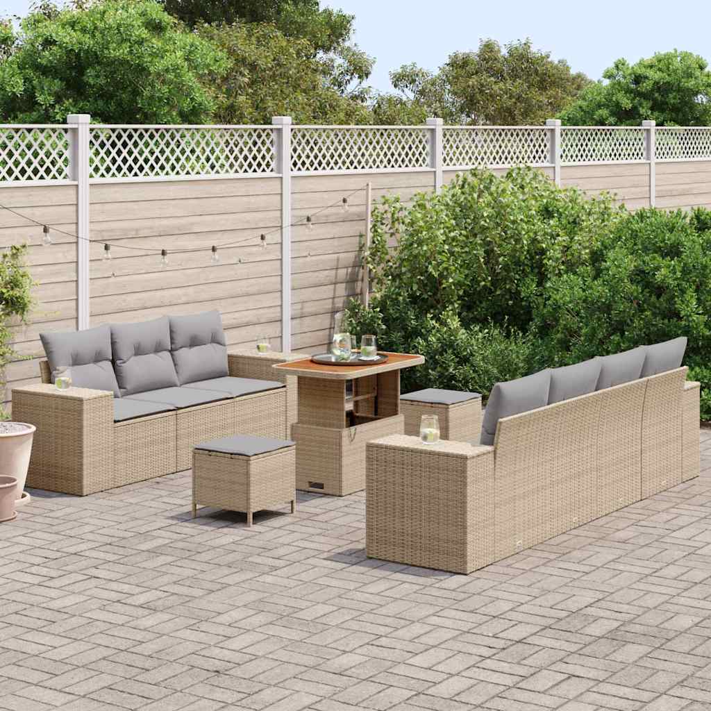Garten-Sofa-Set 10 pcs Beige und Hellgrau 90 x 55 x 71 cm