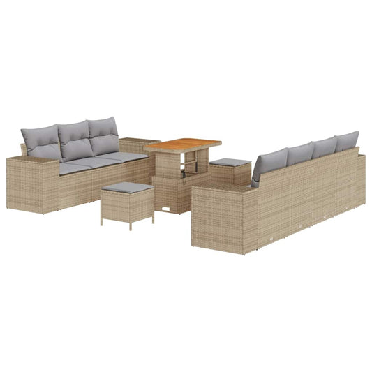 Garten-Sofa-Set 10 pcs Beige und Hellgrau 90 x 55 x 71 cm