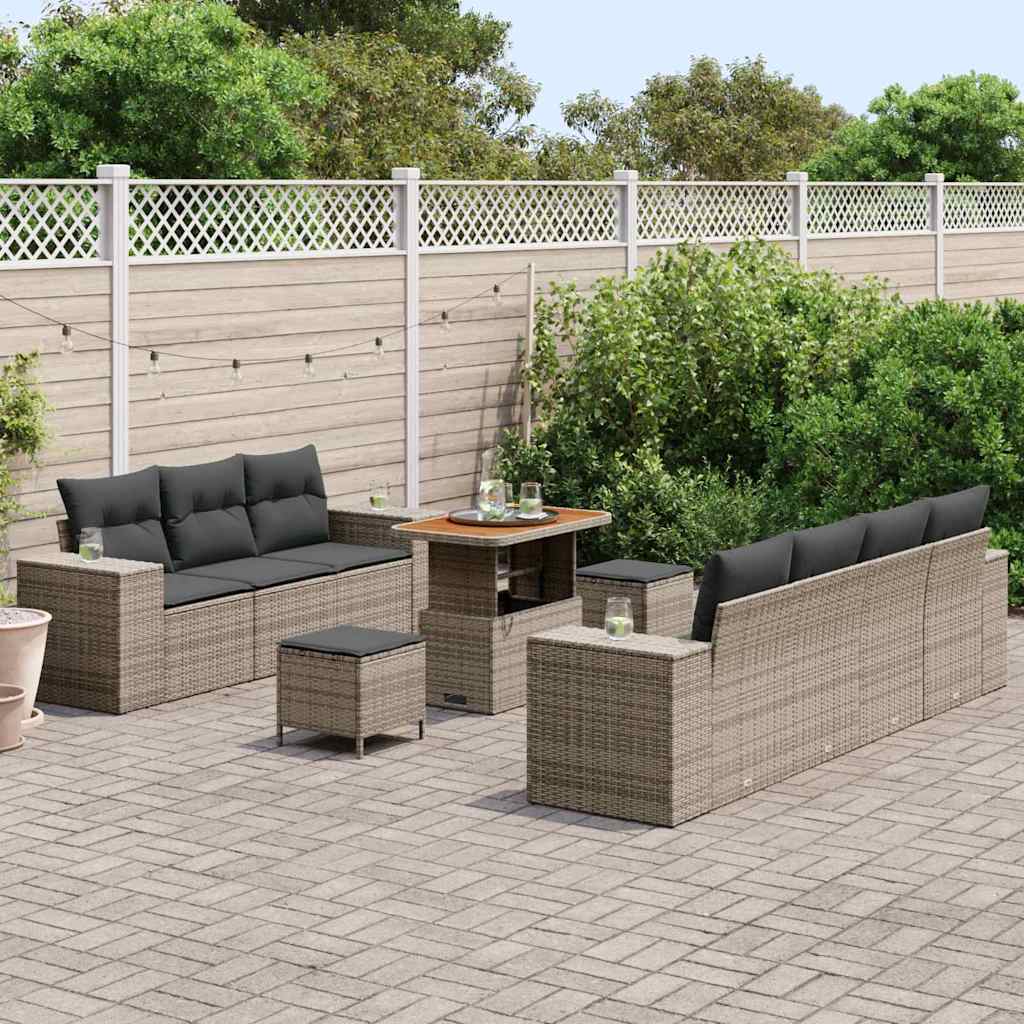 Garten-Sofa-Set mit Kissen 10 pcs Grau 90 x 55 x 71 cm