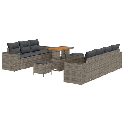 Garten-Sofa-Set mit Kissen 10 pcs Grau 90 x 55 x 71 cm