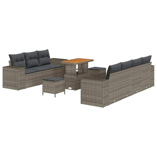 Garten-Sofa-Set mit Kissen 10 pcs Grau 90 x 55 x 71 cm