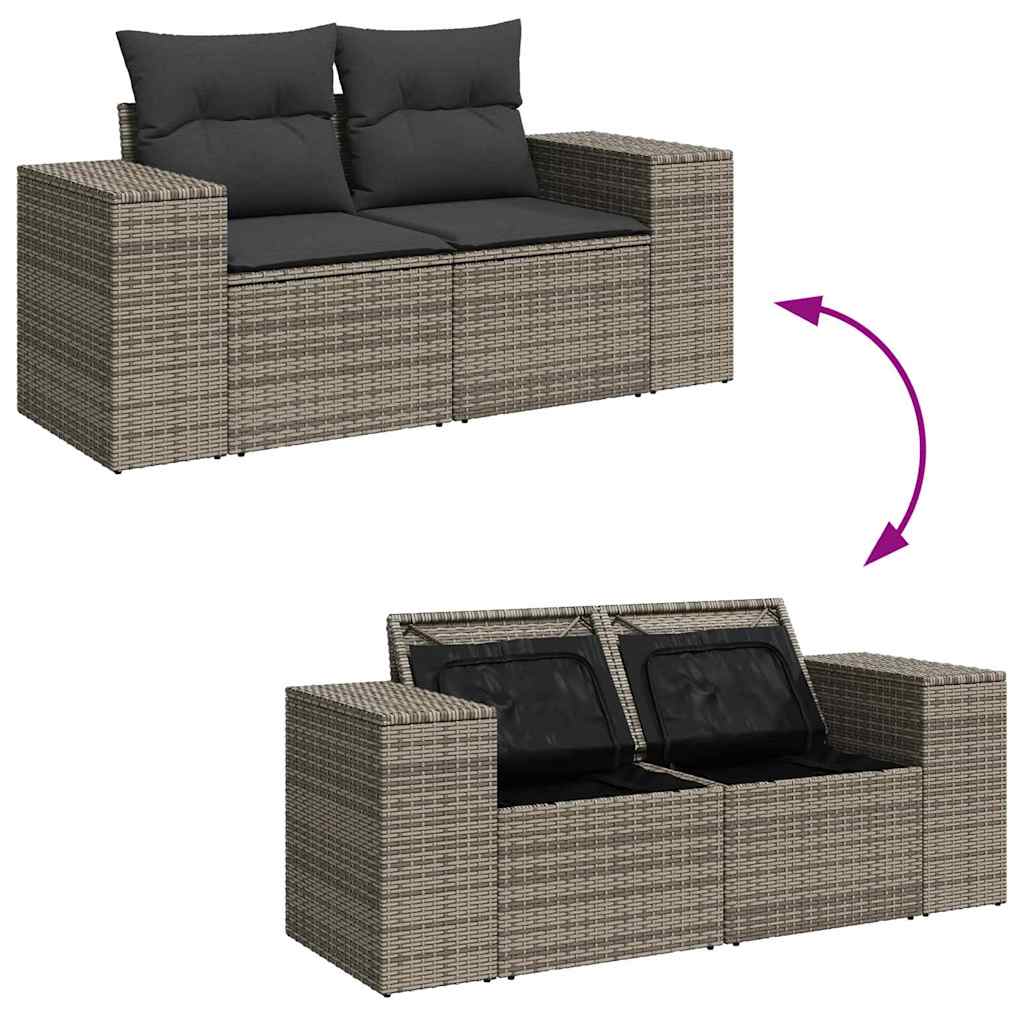 Garten-Sofa-Set mit Kissen 10 pcs Grau 90 x 55 x 71 cm