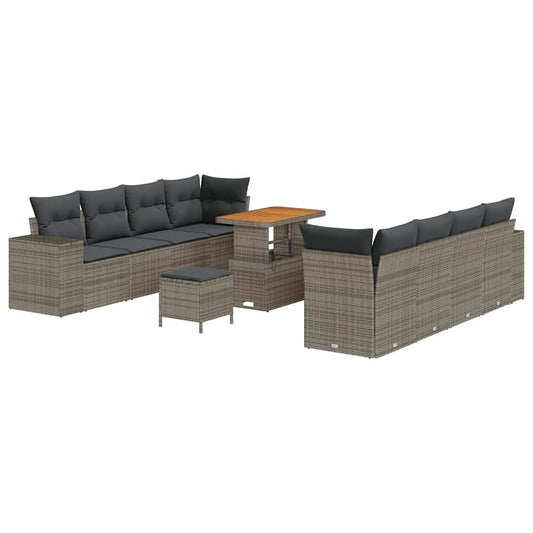 Garten-Sofa-Set mit Kissen mit Speicher mit Kissen 11 pcs Grau