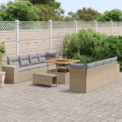 Garten-Sofa-Set mit Kissen mit Kissen 11 pcs Beige und Hellgrau