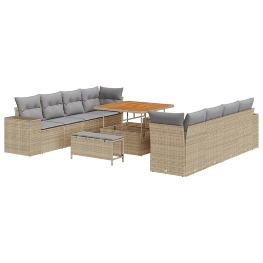 Garten-Sofa-Set mit Kissen mit Kissen 11 pcs Beige und Hellgrau