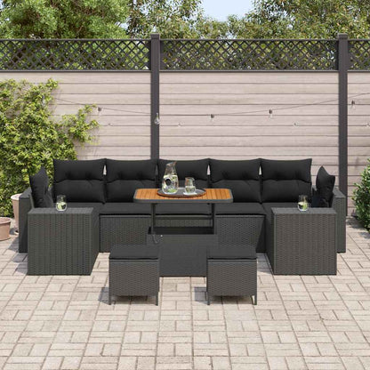 Garten-Sofa-Set mit Kissen 10 pcs Schwarz 90 x 55 x 71 cm