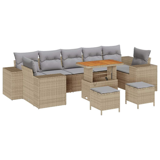 Garten-Sofa-Set 10 pcs Beige und Hellgrau 90 x 55 x 71 cm