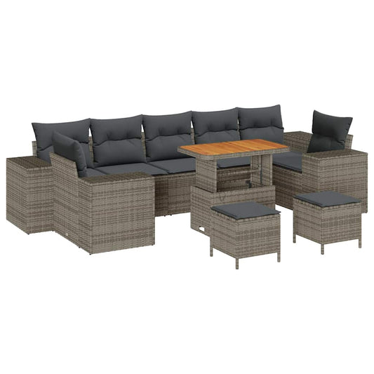 Garten-Sofa-Set mit Kissen 10 pcs Grau 90 x 55 x 71 cm