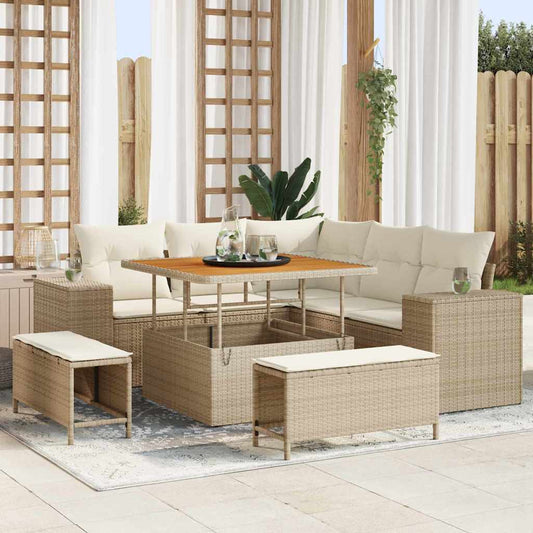 Garten-Sofa-Set 8 pcs Beige und Creme 100 x 100 x 71 cm