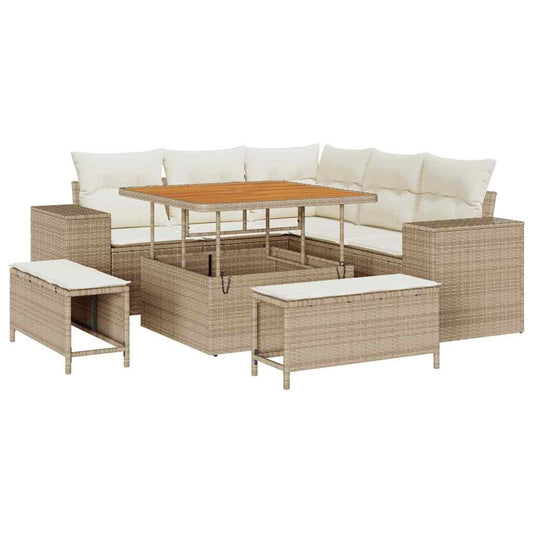 Garten-Sofa-Set 8 pcs Beige und Creme 100 x 100 x 71 cm