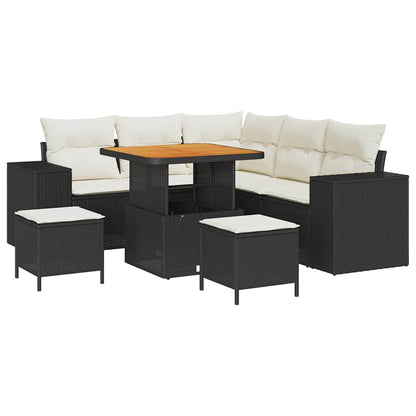 Garten-Sofa-Set 8 pcs Schwarz und Creme 80 x 80 x 71 cm