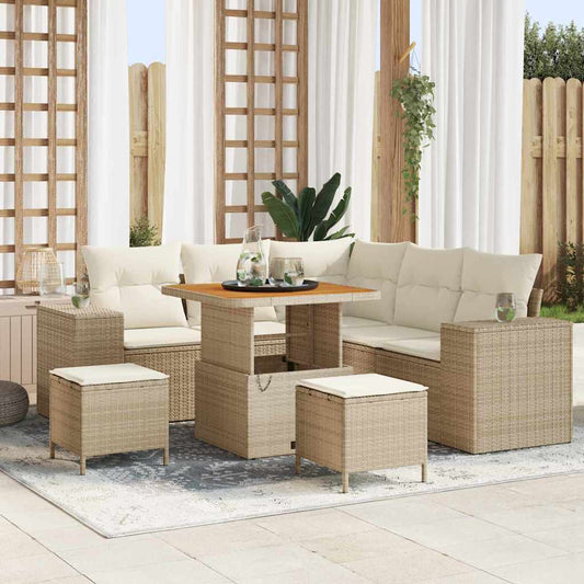 Garten-Sofa-Set 8 pcs Beige und Creme 80 x 80 x 71 cm