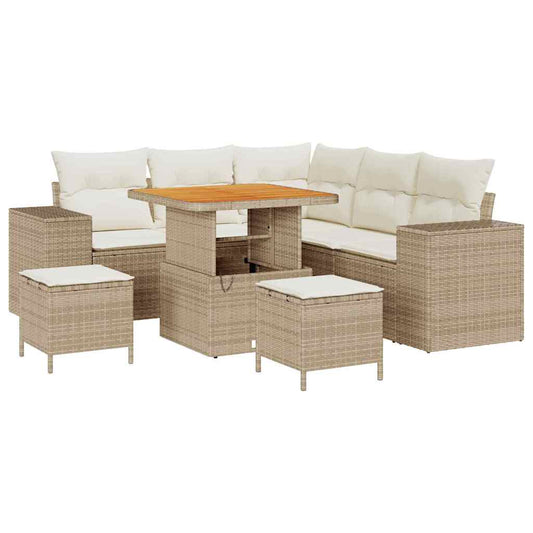 Garten-Sofa-Set 8 pcs Beige und Creme 80 x 80 x 71 cm