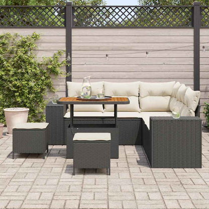 Garten-Sofa-Set 8 pcs Schwarz und Creme 90 x 55 x 71 cm
