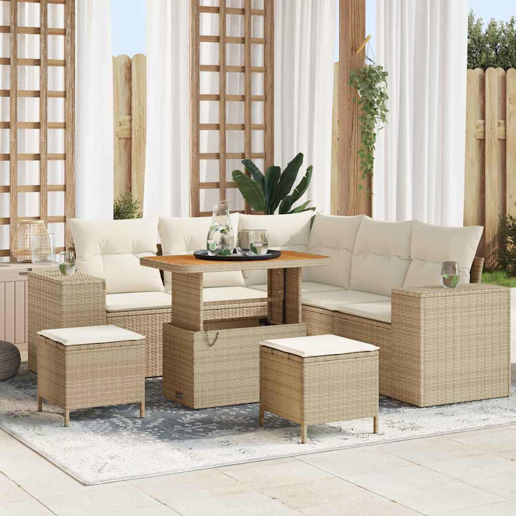 Garten-Sofa-Set 8 pcs Beige und Creme 90 x 55 x 71 cm
