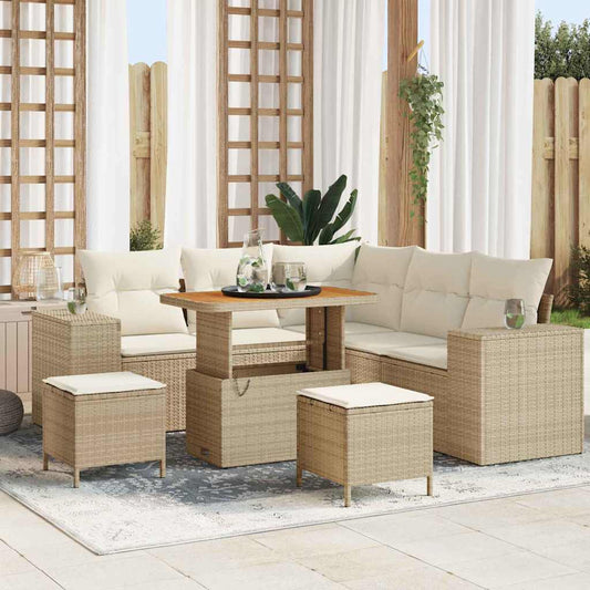 Garten-Sofa-Set 8 pcs Beige und Creme 90 x 55 x 71 cm