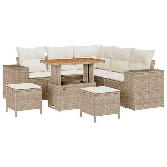 Garten-Sofa-Set 8 pcs Beige und Creme 90 x 55 x 71 cm