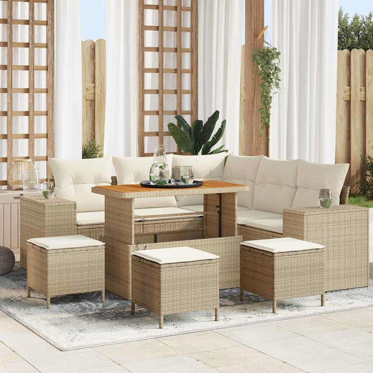 Garten-Sofa-Set 9 pcs Beige und Creme 110 x 55 x 71 cm