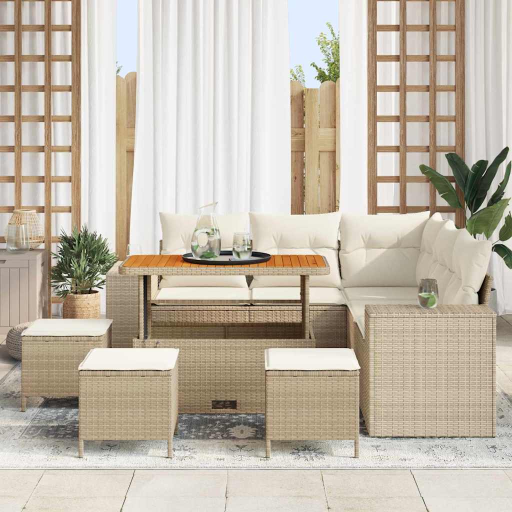 Garten-Sofa-Set 9 pcs Beige und Creme 110 x 55 x 71 cm