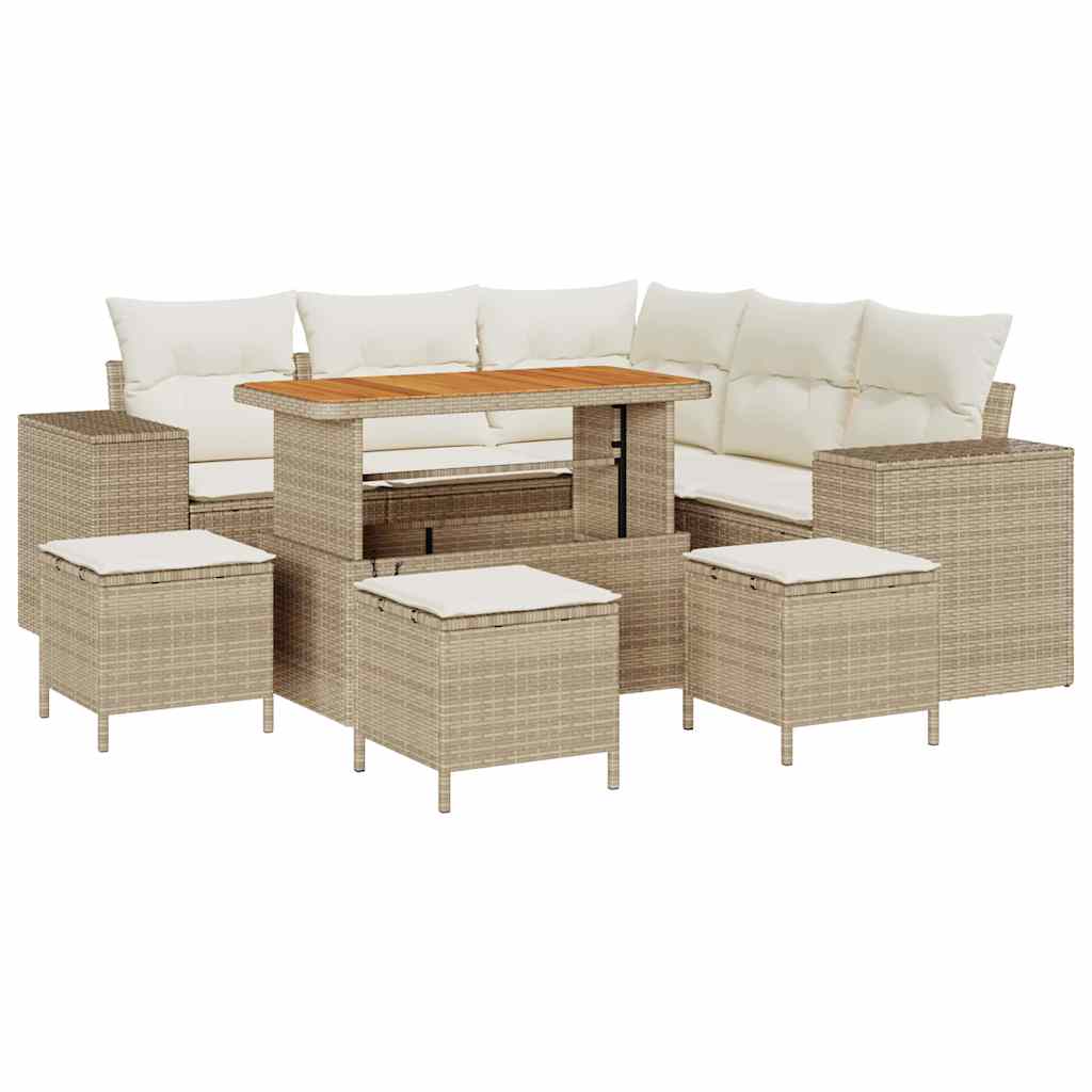 Garten-Sofa-Set 9 pcs Beige und Creme 110 x 55 x 71 cm