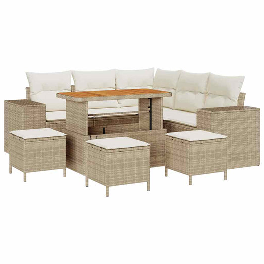 Garten-Sofa-Set 9 pcs Beige und Creme 110 x 55 x 71 cm