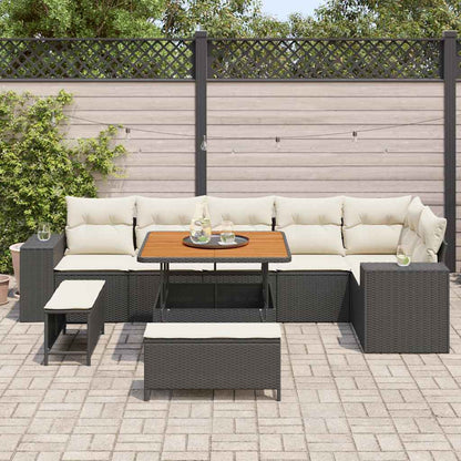 Garten-Sofa-Set 9 pcs Schwarz und Creme 100 x 100 x 71 cm