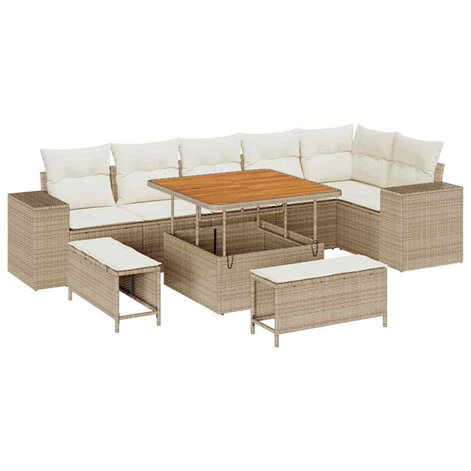 Garten-Sofa-Set 9 pcs Beige und Creme 100 x 100 x 71 cm