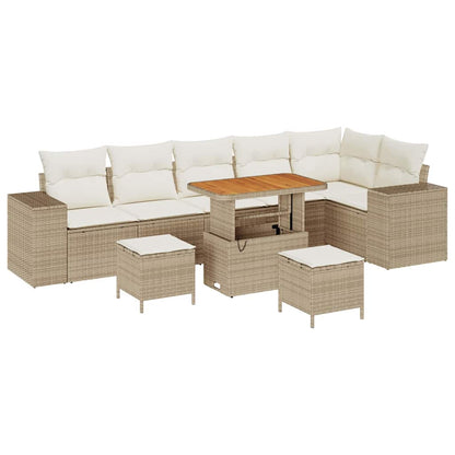 Garten-Sofa-Set 9 pcs Beige und Creme 90 x 55 x 71 cm