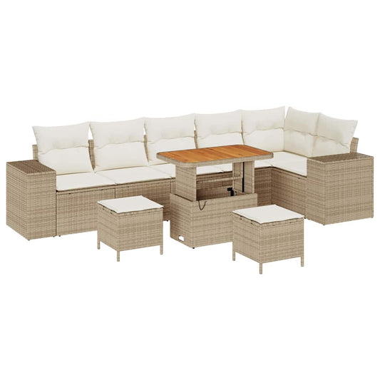 Garten-Sofa-Set 9 pcs Beige und Creme 90 x 55 x 71 cm