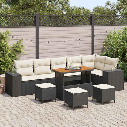 Garten-Sofa-Set 10 pcs Schwarz und Creme 110 x 55 x 71 cm