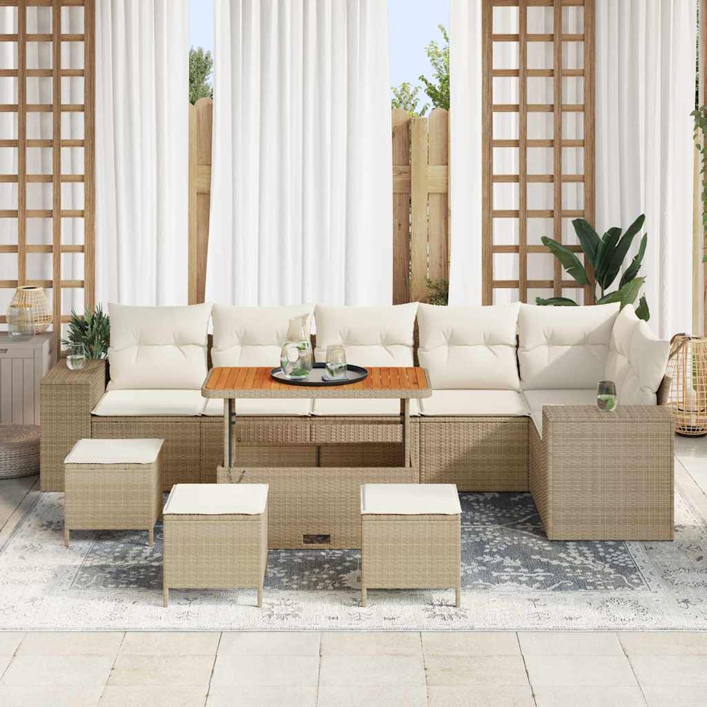 Garten-Sofa-Set 10 pcs Beige und Creme 110 x 55 x 71 cm
