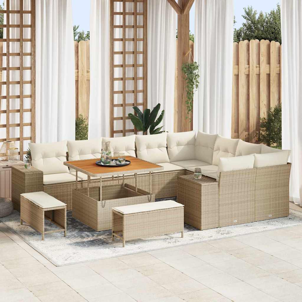 Garten-Sofa-Set 12 pcs Beige und Creme 100 x 100 x 71 cm