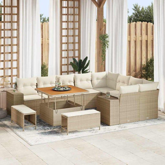 Garten-Sofa-Set 12 pcs Beige und Creme 100 x 100 x 71 cm