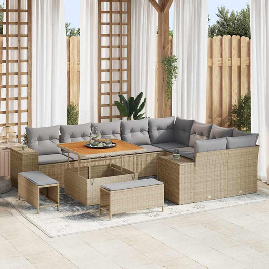 Garten-Sofa-Set 12 pcs Beige und Hellgrau 100 x 100 x 71 cm