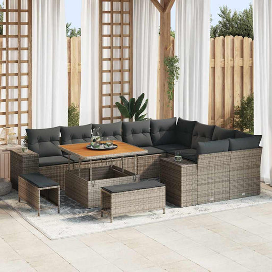 Garten-Sofa-Set mit Kissen 12 pcs Grau 100 x 100 x 71 cm