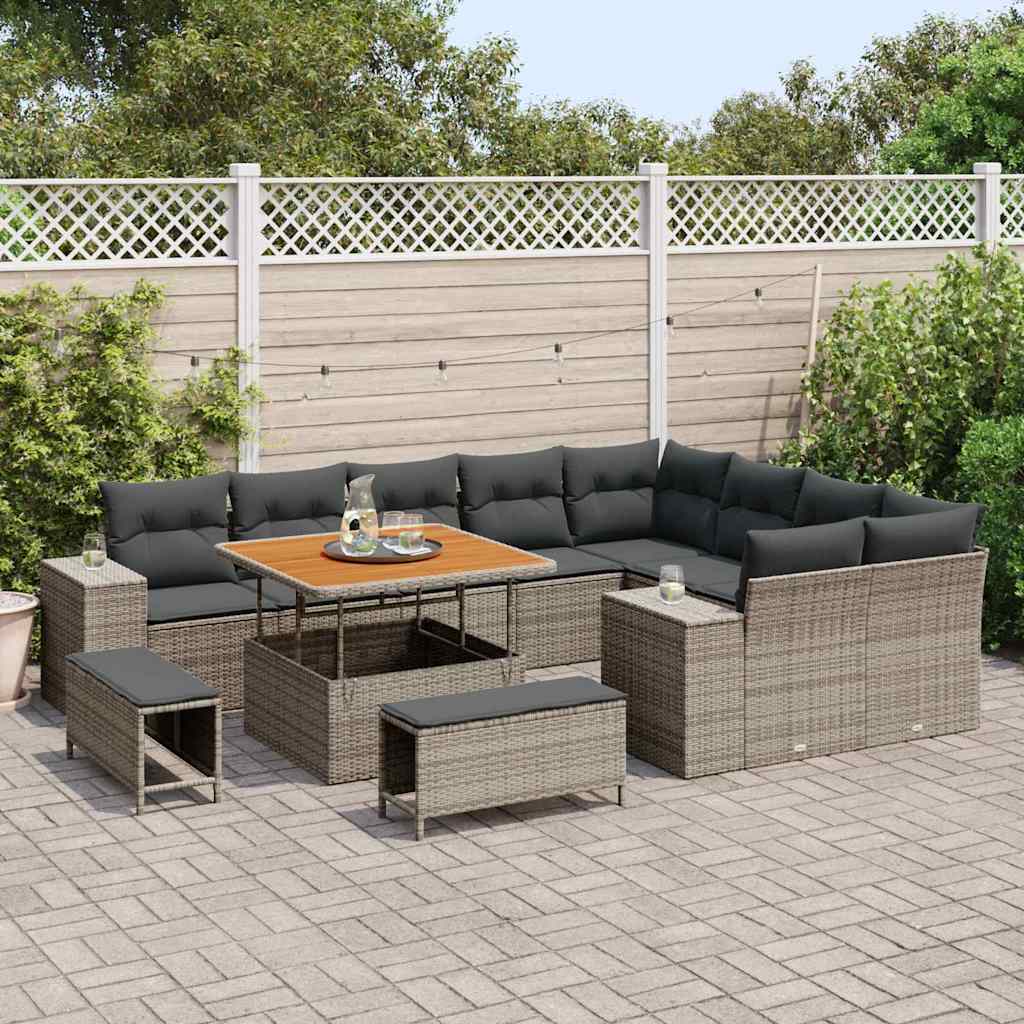 Garten-Sofa-Set mit Kissen 12 pcs Grau 100 x 100 x 71 cm
