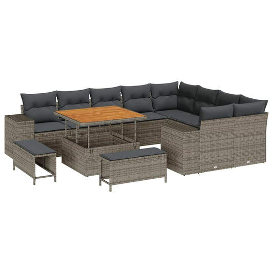 Garten-Sofa-Set mit Kissen 12 pcs Grau 100 x 100 x 71 cm