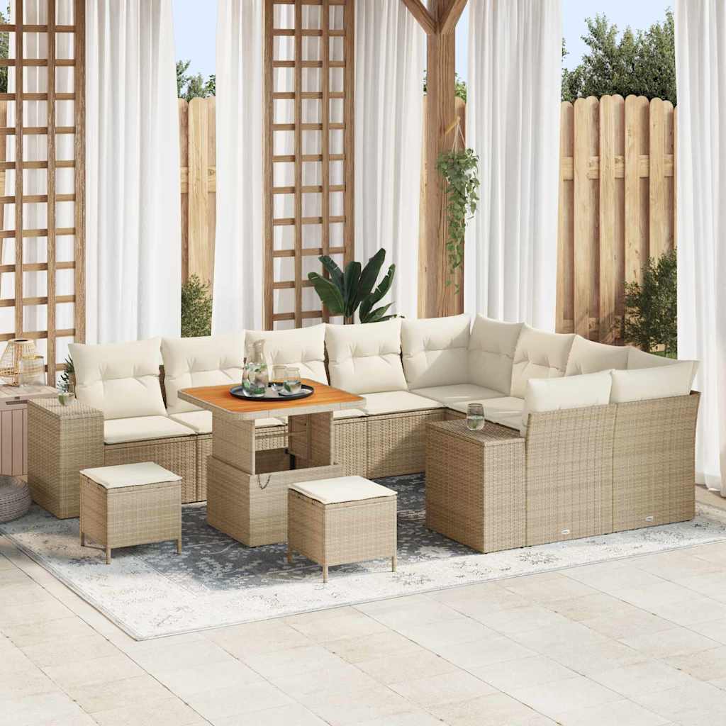 Garten-Sofa-Set 12 pcs Beige und Creme 80 x 80 x 71 cm