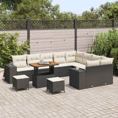 Garten-Sofa-Set 12 pcs Schwarz und Creme 90 x 55 x 71 cm