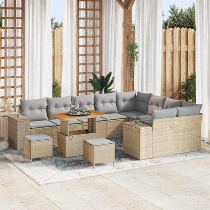 Garten-Sofa-Set 12 pcs Beige und Hellgrau 90 x 55 x 71 cm